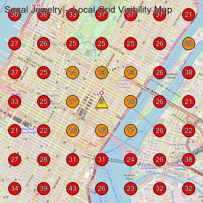 Segal Jewelry GeoGrid visibility map for Jewelry Store in New York